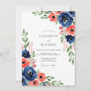 Marinekorallen Botanische Blütenhochzeit Einladung
