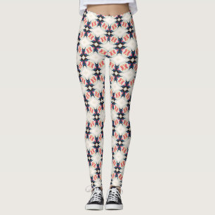 Marinekorallen-Stern-Blumenmuster Geometrisches Mu Leggings