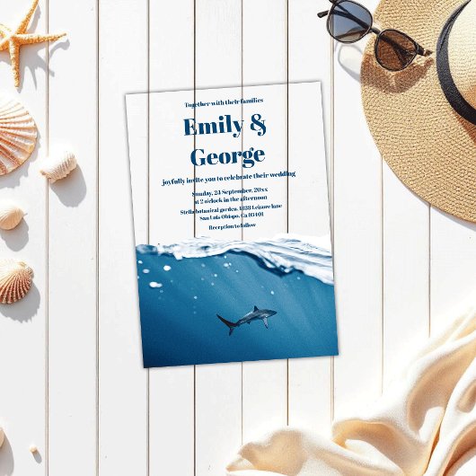 Marineküste unter der Hochzeit von Seehai Acryleinladungen