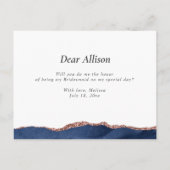 Marinemagate Rose wird meine Bridesmaid sein Einladungspostkarte (Rückseite)