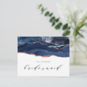 Marinemagate Rose wird meine Bridesmaid sein Einladungspostkarte (Stehend Vorderseite)