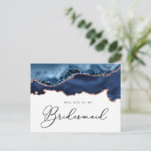 Marinemagate Rose wird meine Bridesmaid sein Einladungspostkarte (Stehend Vorderseite)