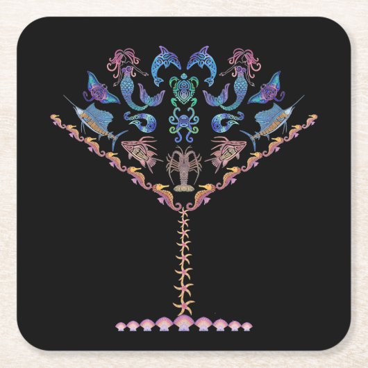 Marinemartini Rechteckiger Pappuntersetzer (Vorderseite)