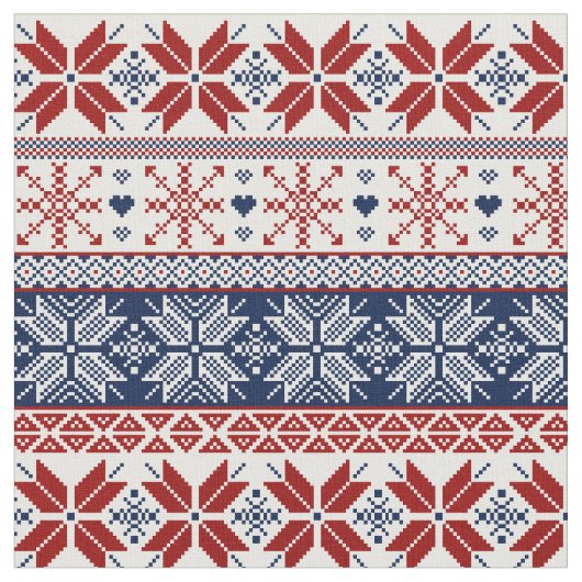 Marinemesse und Rote Wintermesse Isle Pattern Stoff (Nahaufnahme)
