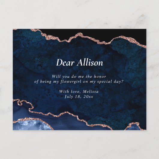 Marinemoldagate: Du wirst mein Blumenmädchen sein Einladungspostkarte (Rückseite)