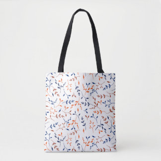 Marineorange Ditsy Botanisches Blattmuster Tasche