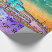 Marinepier Chicago 1920's Watercolor Osterfarben Geschenkpapier (Ecke)