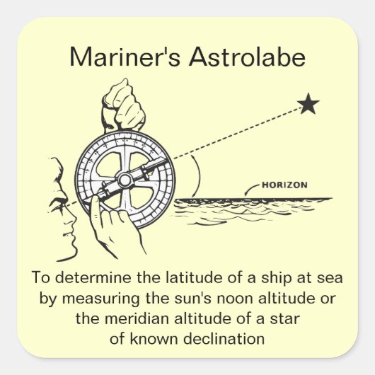 Mariner-Astrolabium Quadratischer Aufkleber (Vorderseite)