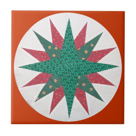 Mariner's Compass Quilt Tile Fliese (Vorderseite)
