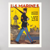 Marines - active service - land, sea, air poster (Vorne)