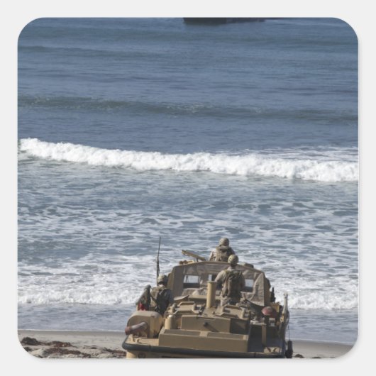 Marines erwarten die Ankunft Quadratischer Aufkleber (Vorderseite)