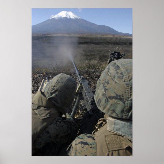 Marines feuern ein Maschinengewehr vom Typ M2 50 Poster (Vorne)