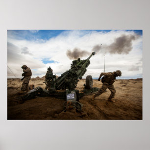Marines Fire a M777-A2 Howitzer Poster