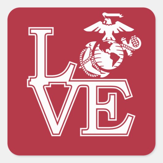 Marines Liebe Design Quadratischer Aufkleber (Vorderseite)