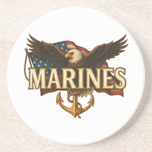 Marines mit Adler und Flagge Getränkeuntersetzer (Vorne)