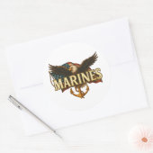 Marines mit Adler und Flagge Runder Aufkleber (Umschlag)