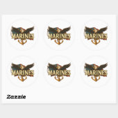 Marines mit Adler und Flagge Runder Aufkleber (Blatt)