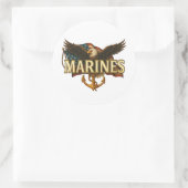 Marines mit Adler und Flagge Runder Aufkleber (Tasche)