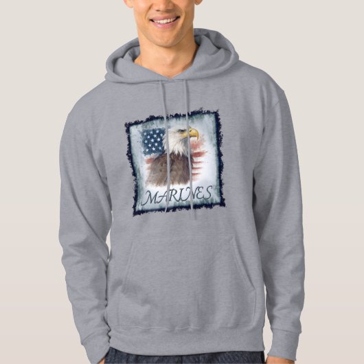 "Marines" over eagle & flag hoodie (Vorderseite)