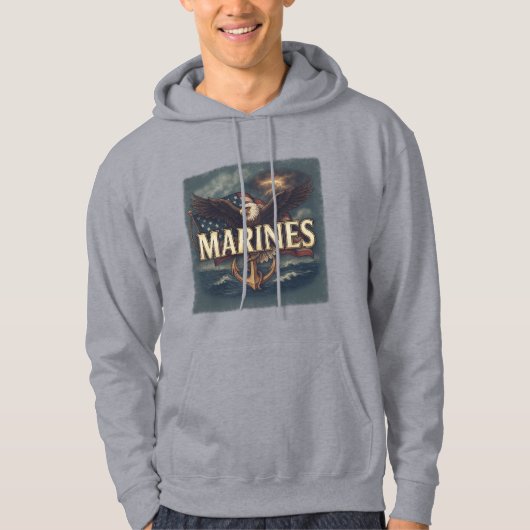 "Marines" über Adler und Flagge Hoodie (Vorderseite)