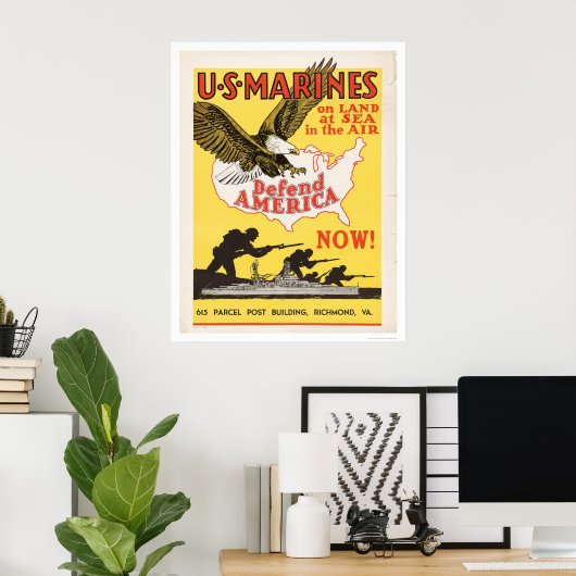 Marines verteidigen Amerika Poster (Heimbüro)