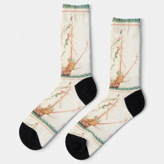Marineschiff Socken (Linkes Detail)