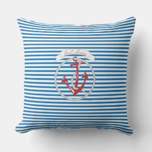 Marineschorn, Rot, Seil, Blaue Streifen Kissen