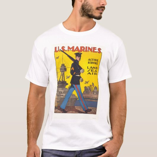 Marinesoldaten - aktiver Service - Land, Meer, T-Shirt (Vorderseite)