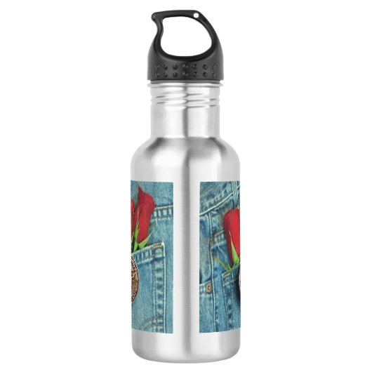 Marinesoldaten, Jeans und Rosen! OoRah! Trinkflasche (Rückseite)