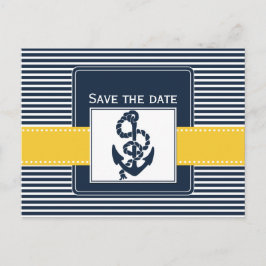 Marinestreifen, Anker, nautisch Save the Date Ankündigungspostkarte