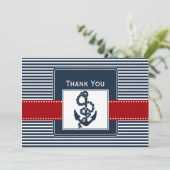 Marinestreifen, Anker, nautische Hochzeit Danke (Stehend Vorderseite)