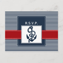 Marinestreifen, Anker, nautische Hochzeit rsvp Einladungspostkarte