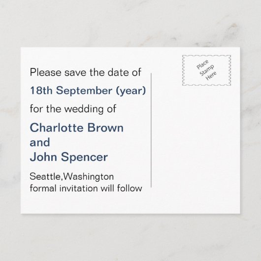 Marinestreifen, Anker, nautischer Save the Date Ankündigungspostkarte (Rückseite)