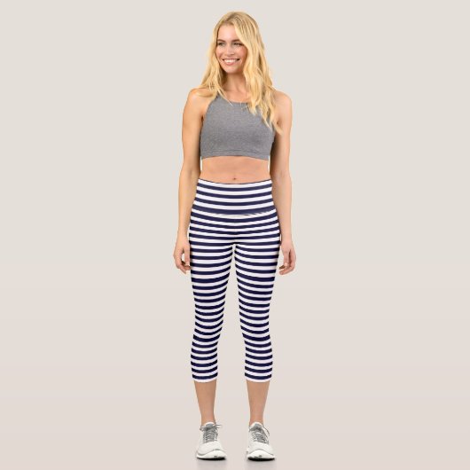 Marinestreifen Capri Leggings (Vorderseite)