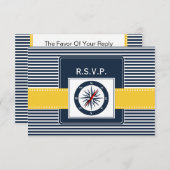 Marinestreifen, Kompass nautische Hochzeit rsvp 3, (Vorne/Hinten)
