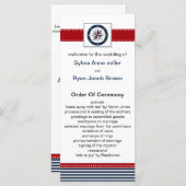 Marinestreifen, Kompass, nautische Hochzeiten Programm (Vorne/Hinten)