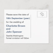 Marinestreifen, Leuchtturm, nautisch Save the Date Ankündigungspostkarte (Rückseite)