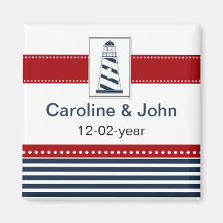 Marinestreifen, Leuchtturm, nautisch Save the Date Magnet
