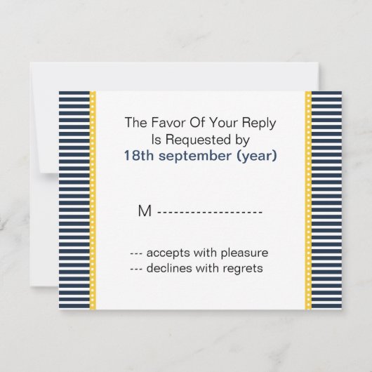 Marinestreifen, Leuchtturm, nautische Hochzeit Rsv RSVP Karte (Rückseite)