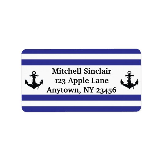 Marinestreifen mit Ankern Adressaufkleber (Vorne)