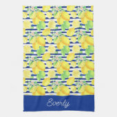Marinestreifen mit gelben Zitronenmustern Geschirrtuch (Vertikal)