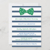 Marinestreifen und Polka Dot Bow| Babydusche Einladung (Vorderseite)