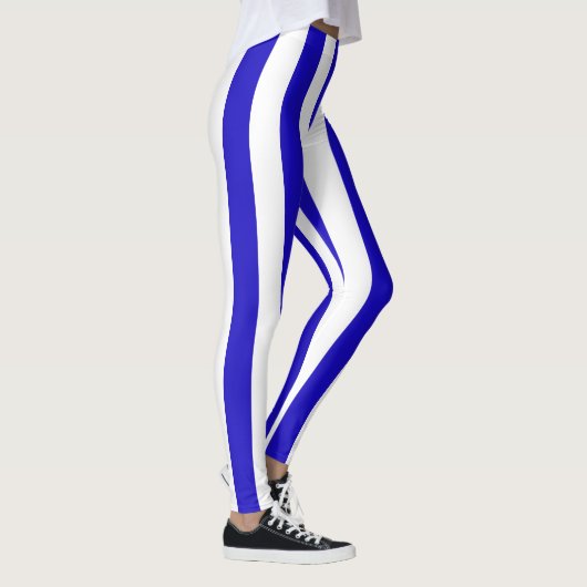 Marinestreifenmuster, starke Streifen blau u. weiß Leggings (Rechts)