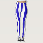 Marinestreifenmuster, starke Streifen blau u. weiß Leggings (Vorderseite)