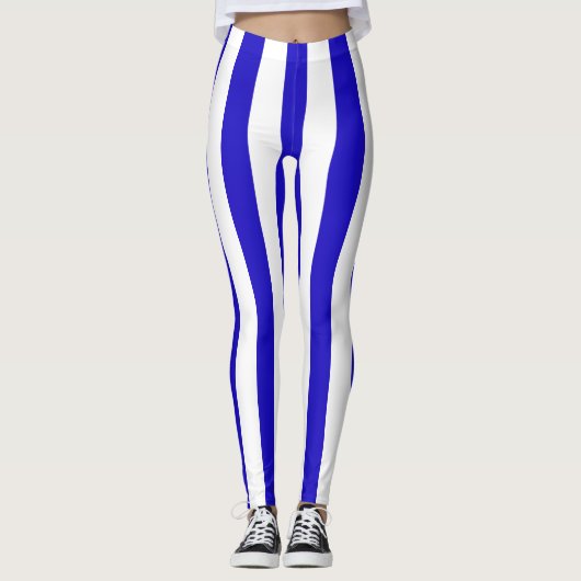 Marinestreifenmuster, starke Streifen blau u. weiß Leggings (Vorderseite)