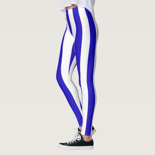 Marinestreifenmuster, starke Streifen blau u. weiß Leggings (Links)