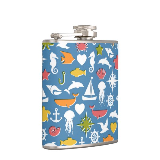 Marinesymbol-Muster Flachmann (Rechts)