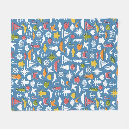 Marinesymbol-Muster Fleecedecke (Vorderseite (Horizontal))