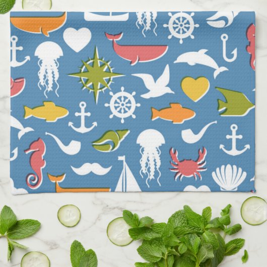 Marinesymbol-Muster Handtuch (Gefaltet)