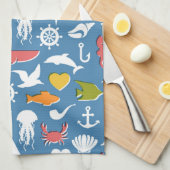 Marinesymbol-Muster Handtuch (Viertel Falte)